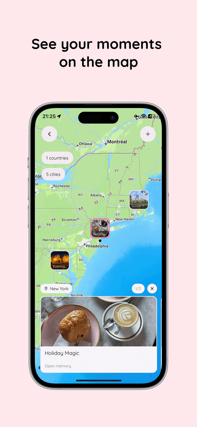 Private map of shared couple memories in Amourly