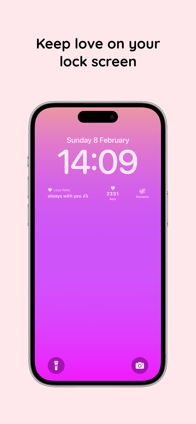 Couple widget app lock screen and home screen widget preview in Amourly
